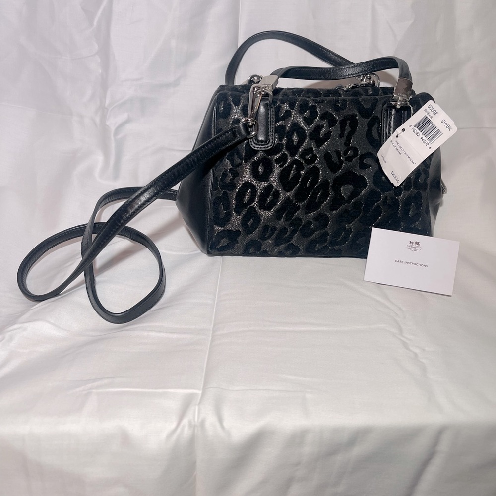 Coach small handbag; leather sides; 2 straps